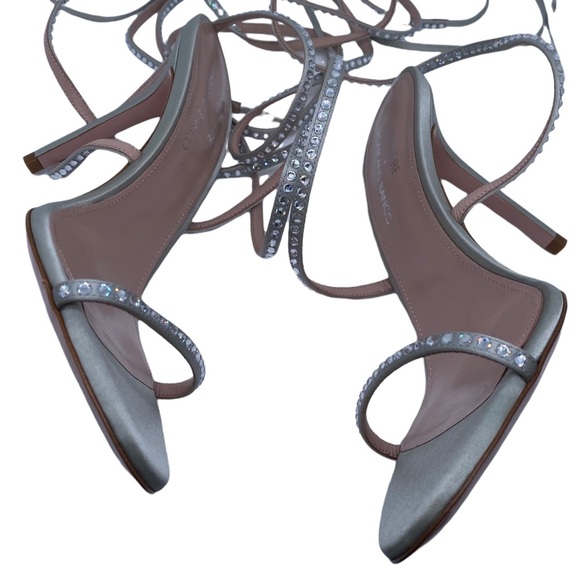 NEW Bronx and Banco X REVOLVE Anna Silver Rhinestone Vamp Heels Silver Size 8.5 - Picture 12 of 13